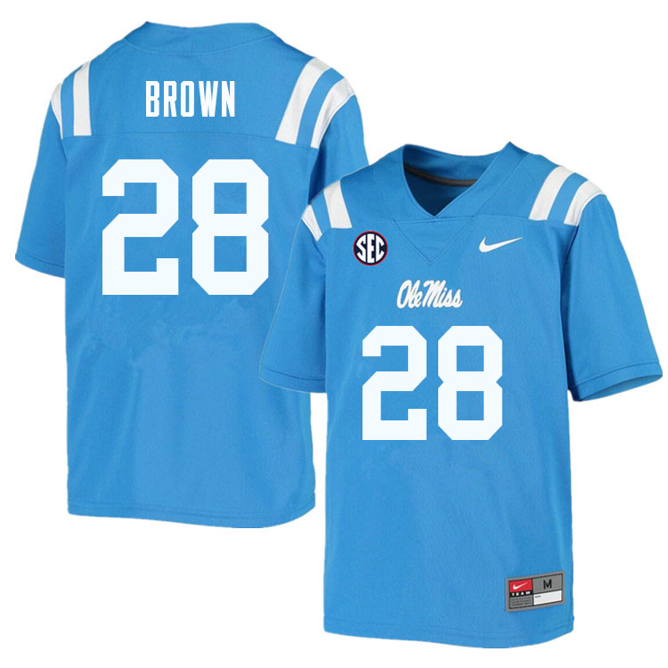Ole Miss Rebels #28 Markevious Brown College Football Jerseys Sale-Powder Blue
